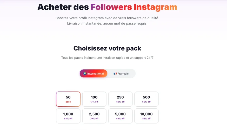 Packs followers Instagram - acheter followers Instagram 2026